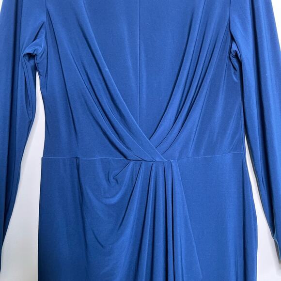 Lauren by Ralph Lauren Women's Blue Ruched Jersey Dress Size 14 - Picture 6 of 10